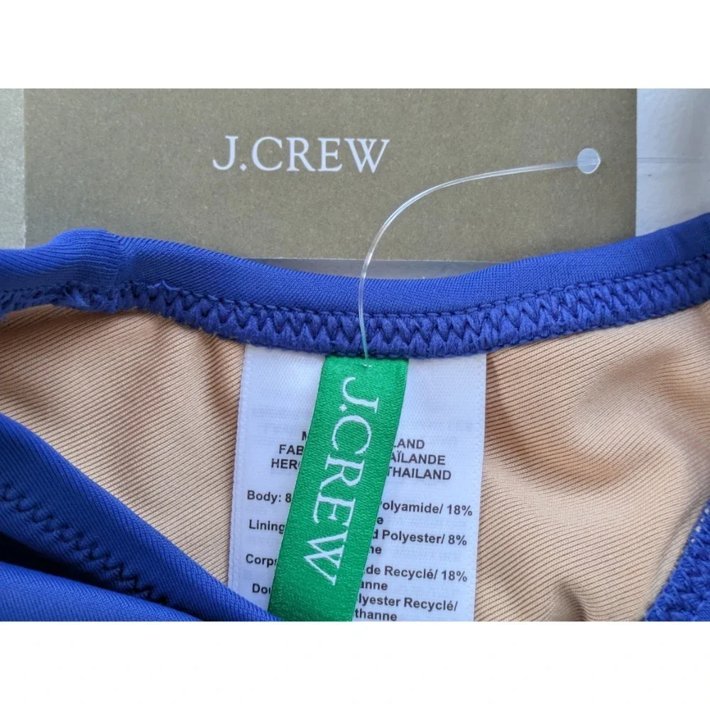 J.Crew Heritage Bikini Top Blue Scoop Neck Swim‎ Beach Summer Size M NWT BX611